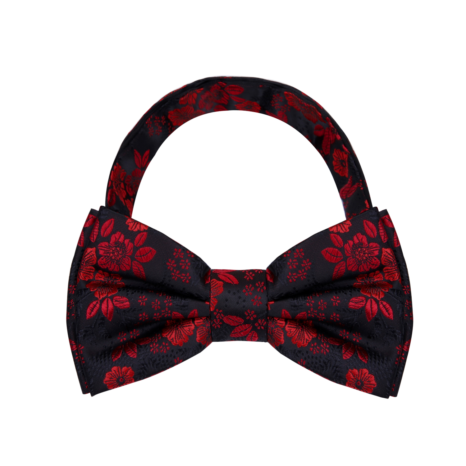 Black Red Original Floral Bow Tie Pre Tied