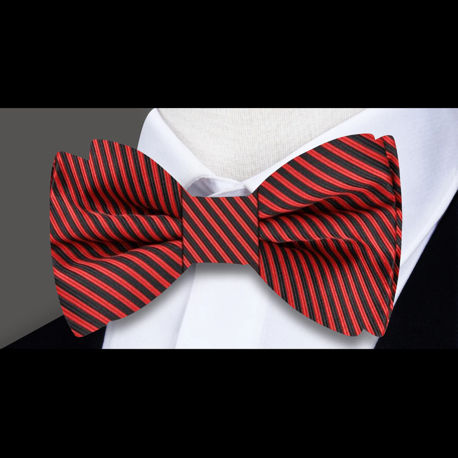 Red, Black Thin Stripe Bow Tie