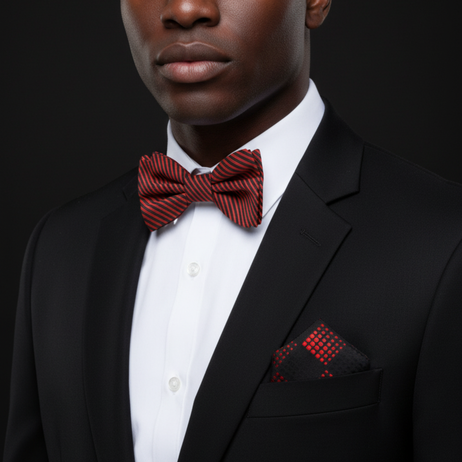 Black & Red Pinstripe Bow Tie