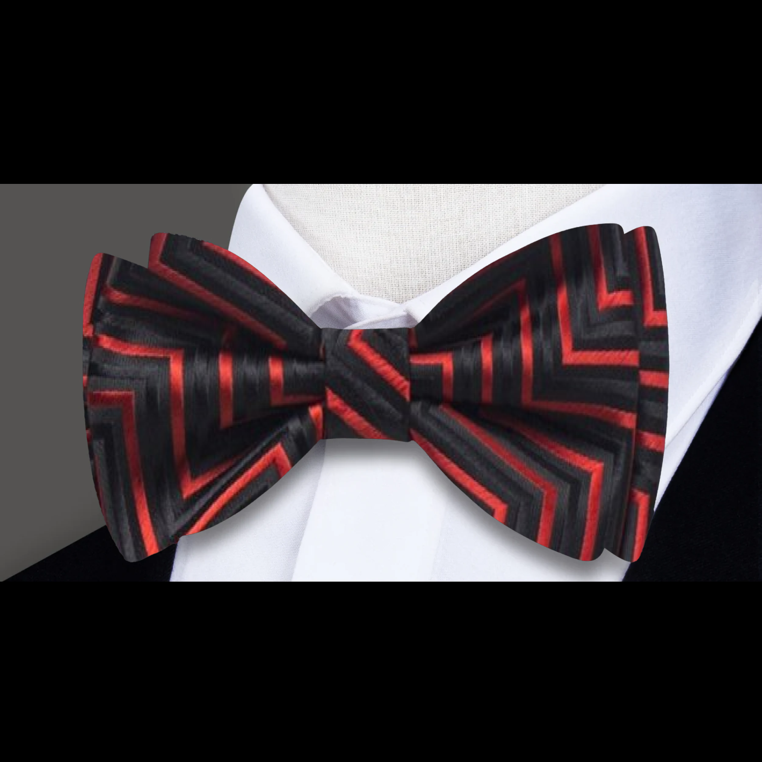 Black, Red Geometric Bow Tie