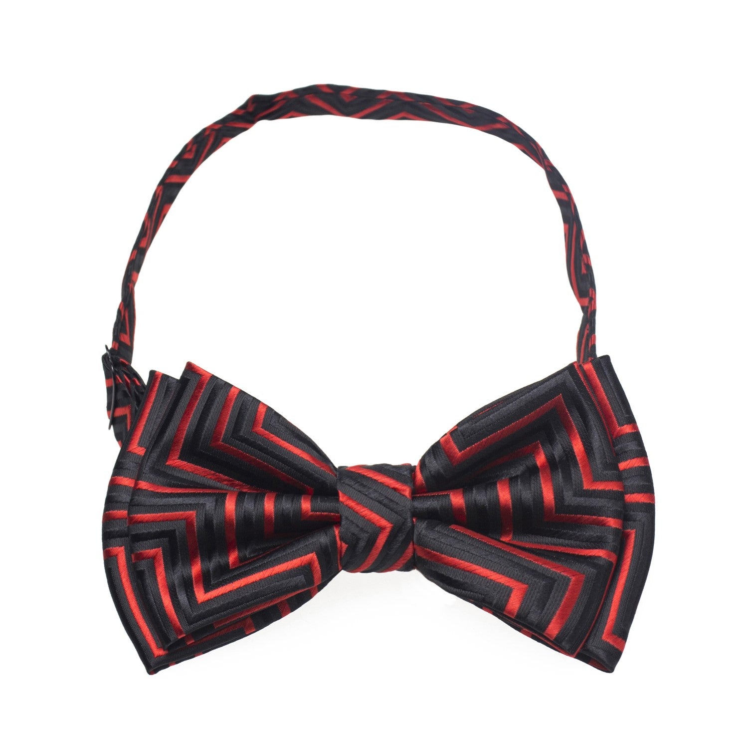 Black, Red Geometric Bow Tie Pre tied