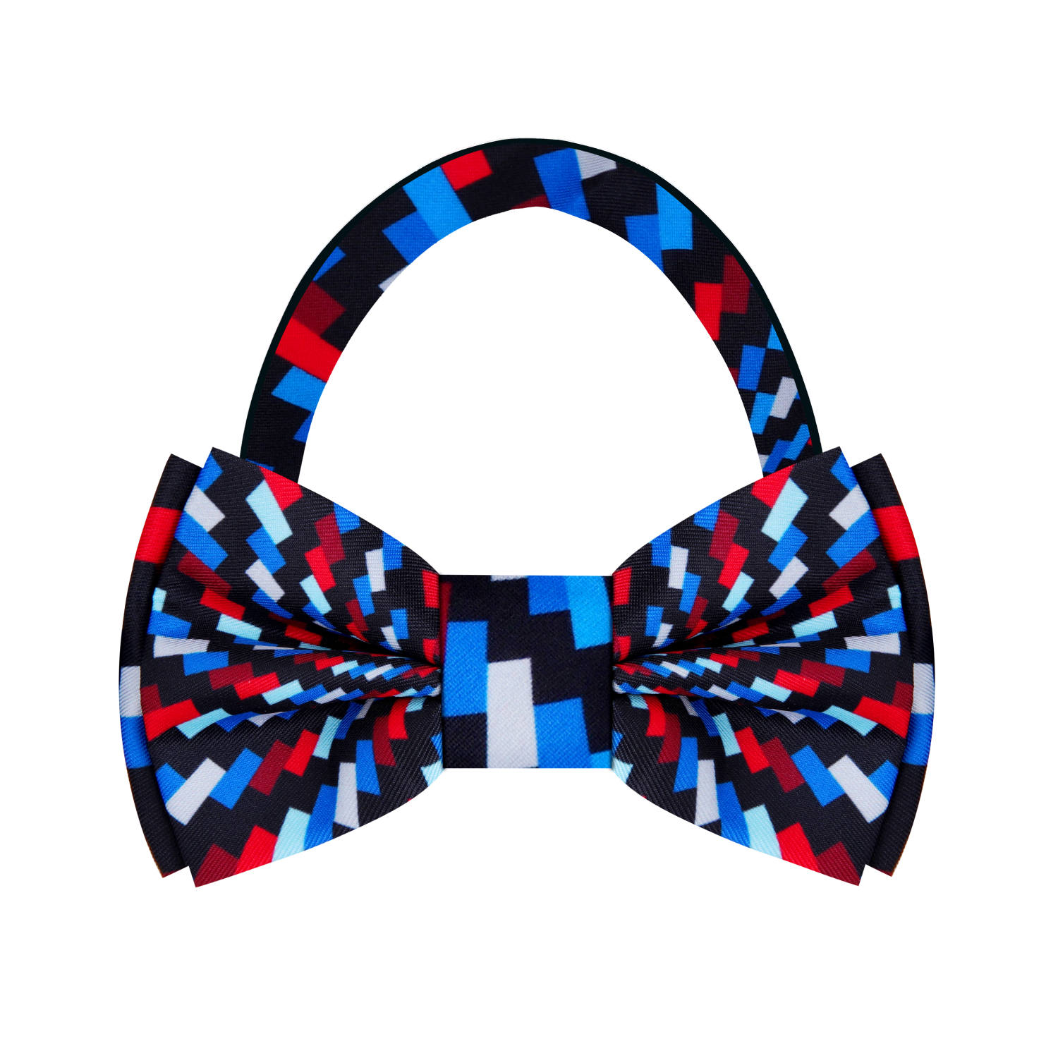 Red, Blue, Black Geometric Swirl Bow Tie Pre Tied