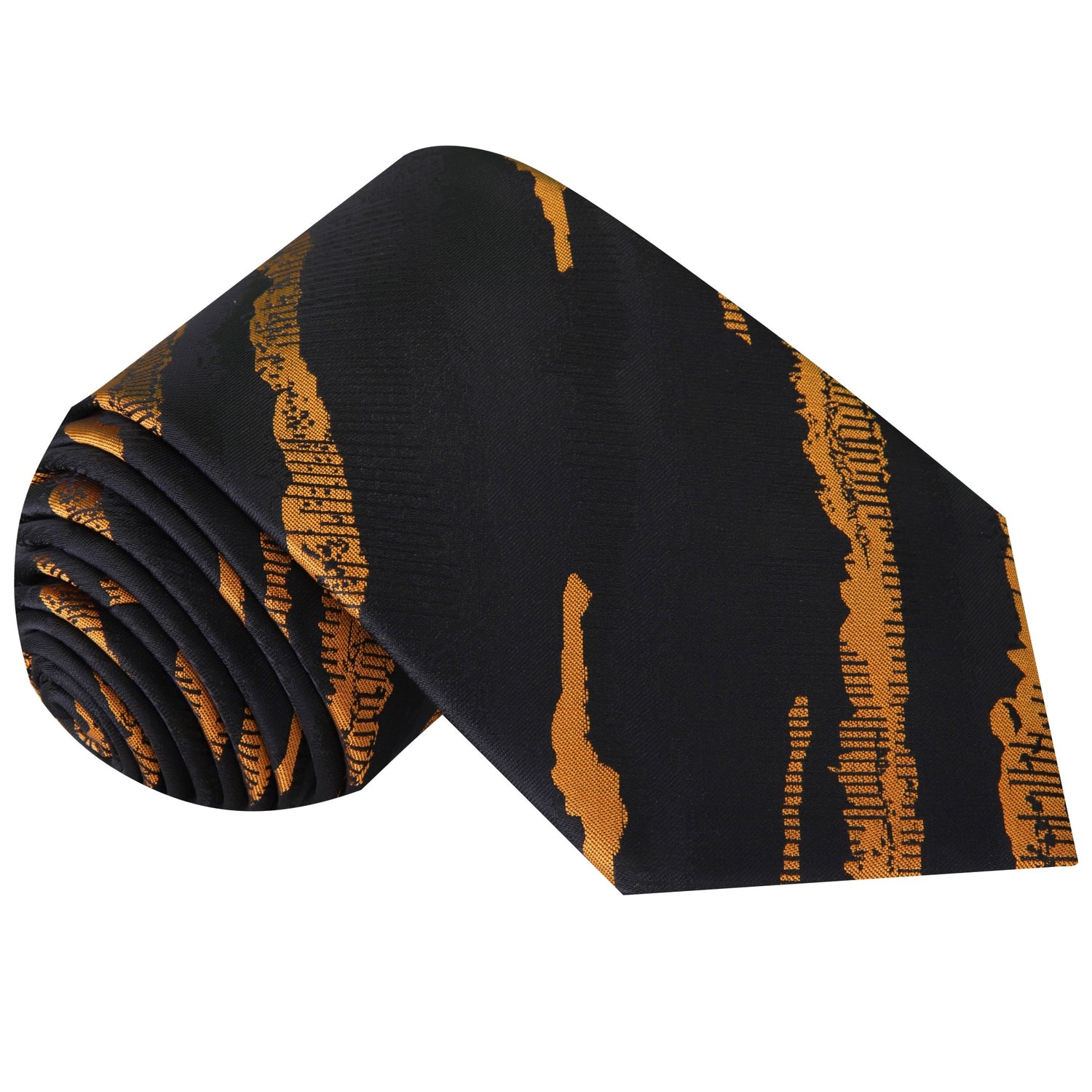 Black and Metallic Copper Abstract Lines Tie  