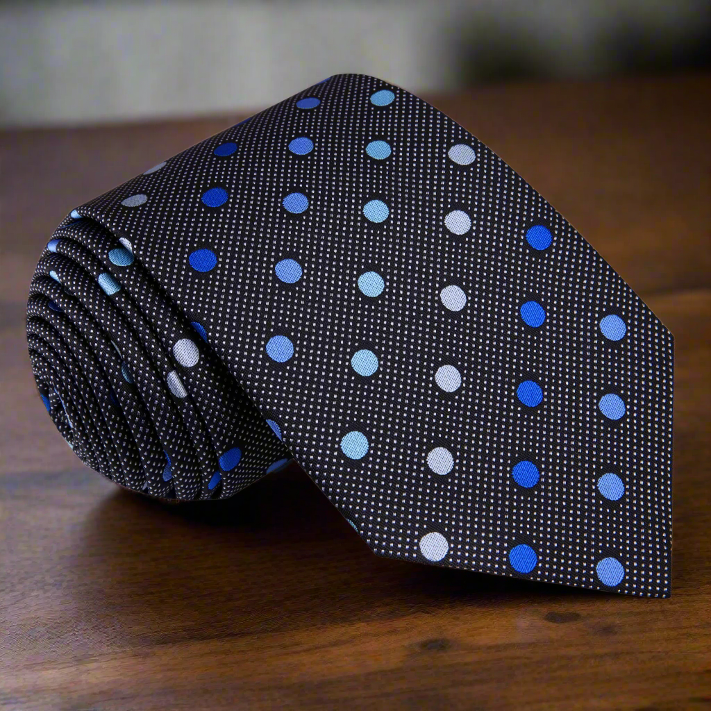 Black Shades of Blue Namaste Polka Necktie a