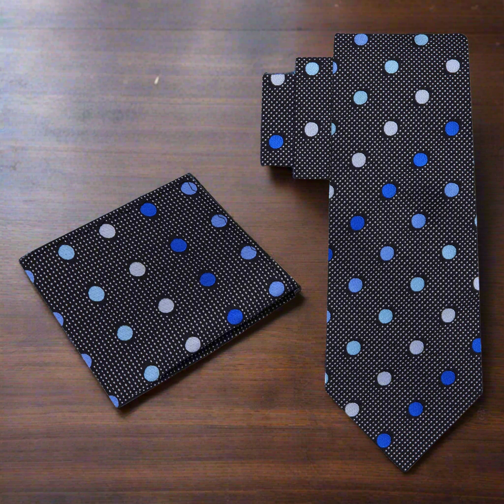 Alt Black Shades of Blue Namaste Polka Necktie and Square 2