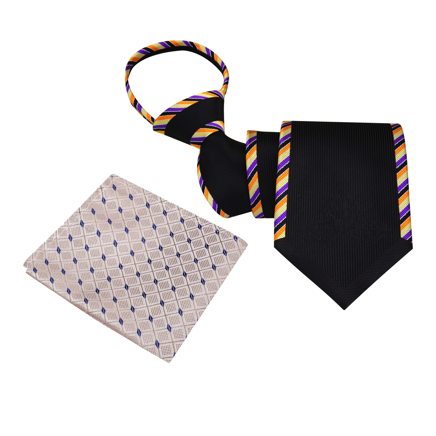 Black Necktie with Colorful Edge Zipper