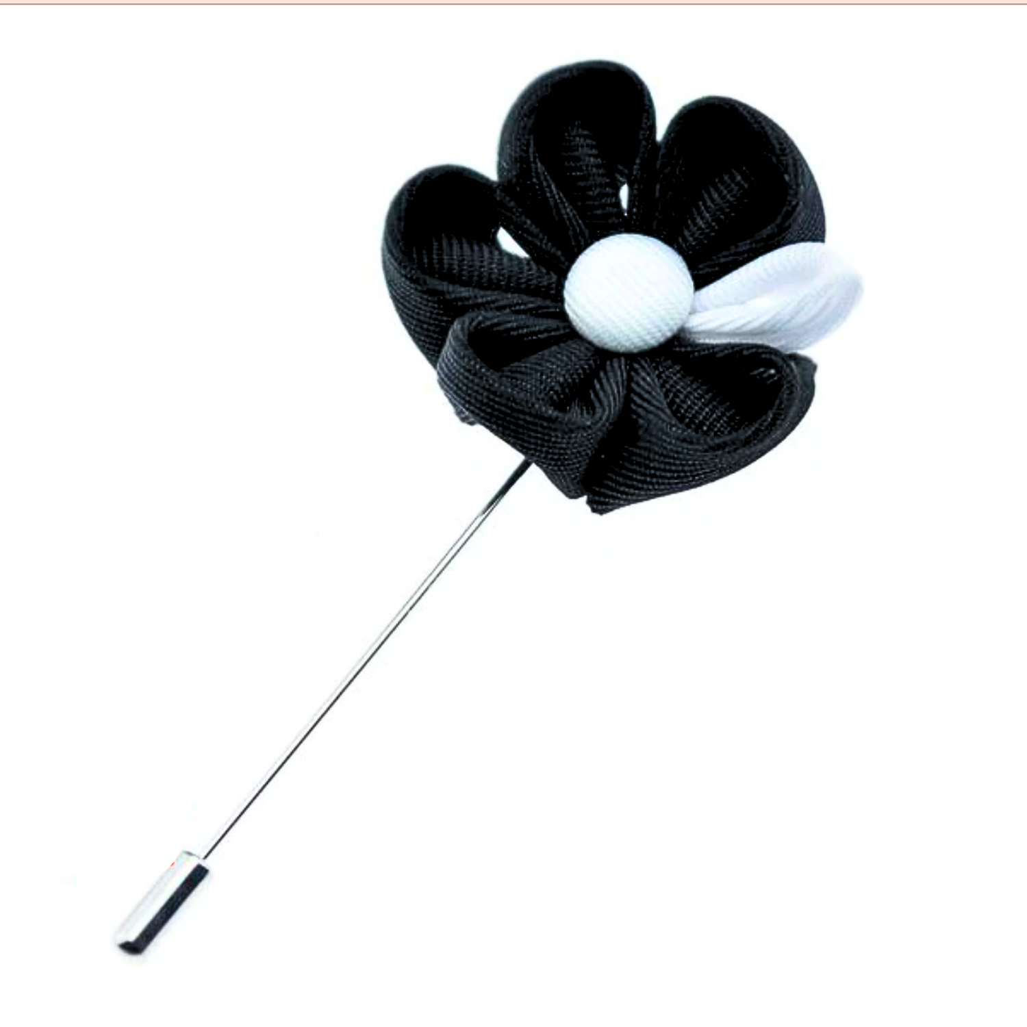 Black, White Flower Lapel Pin