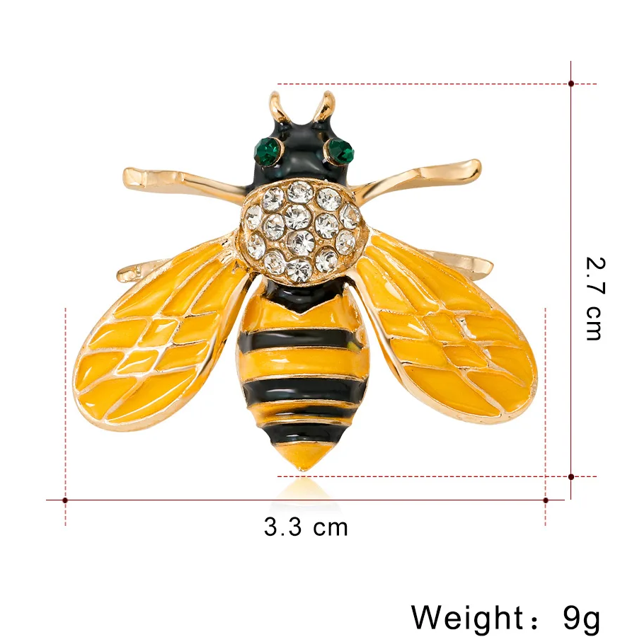 Black Yellow Gemstone Honey Bee Lapel Pin