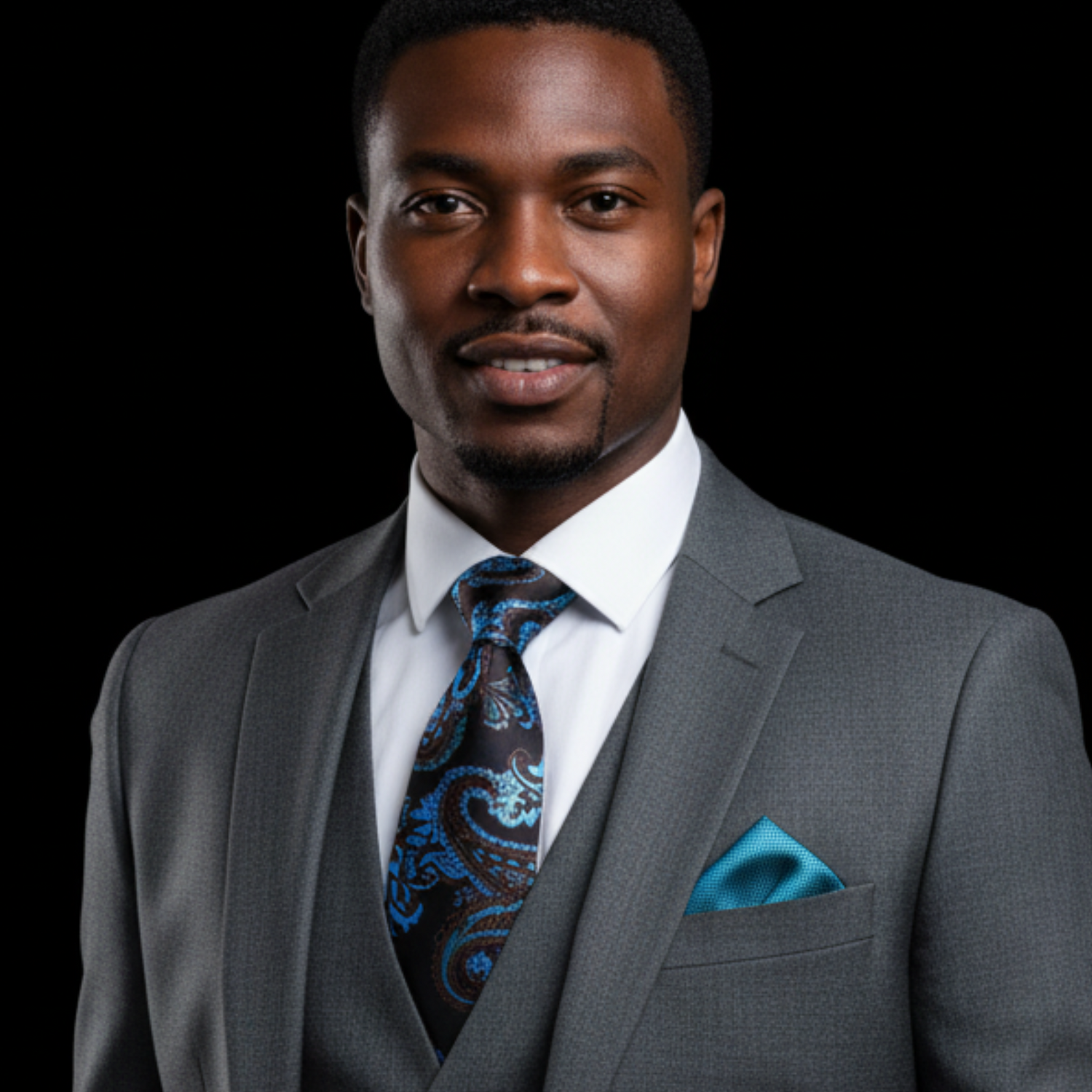 Black & Teal Paisley Necktie