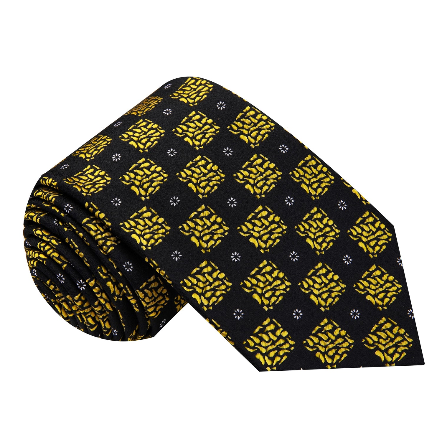Black, Yellow Gold Geometric Necktie  