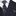 Black suit with a patterned tie and pocket square on a white background