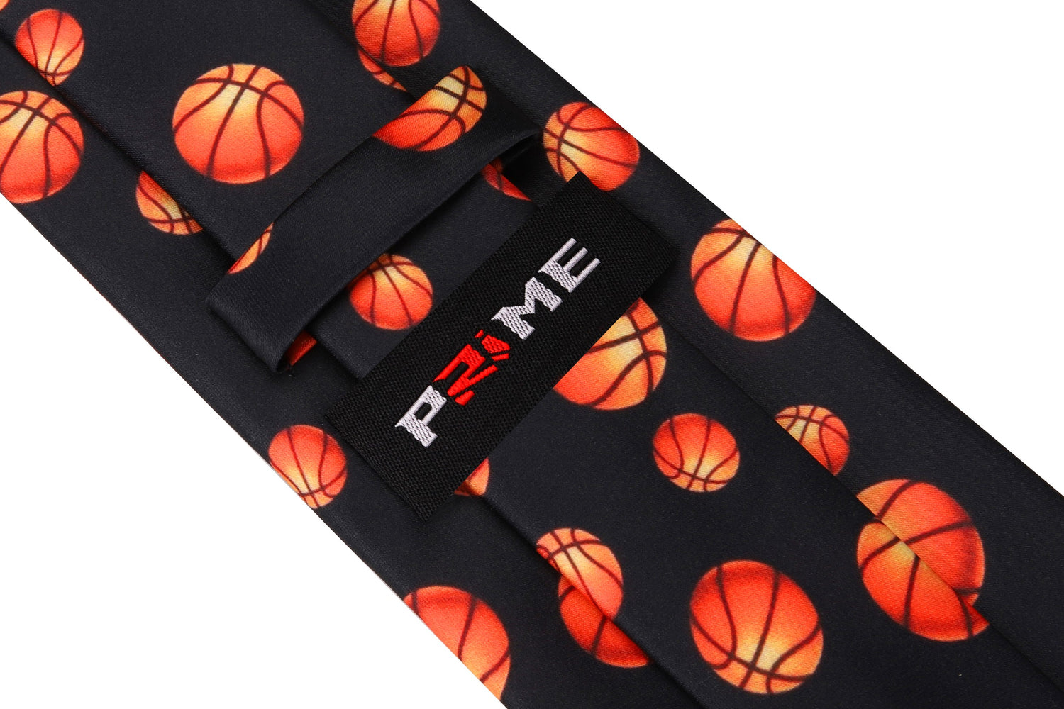 Tie Keep View: Black and Orange Basketball Necktie