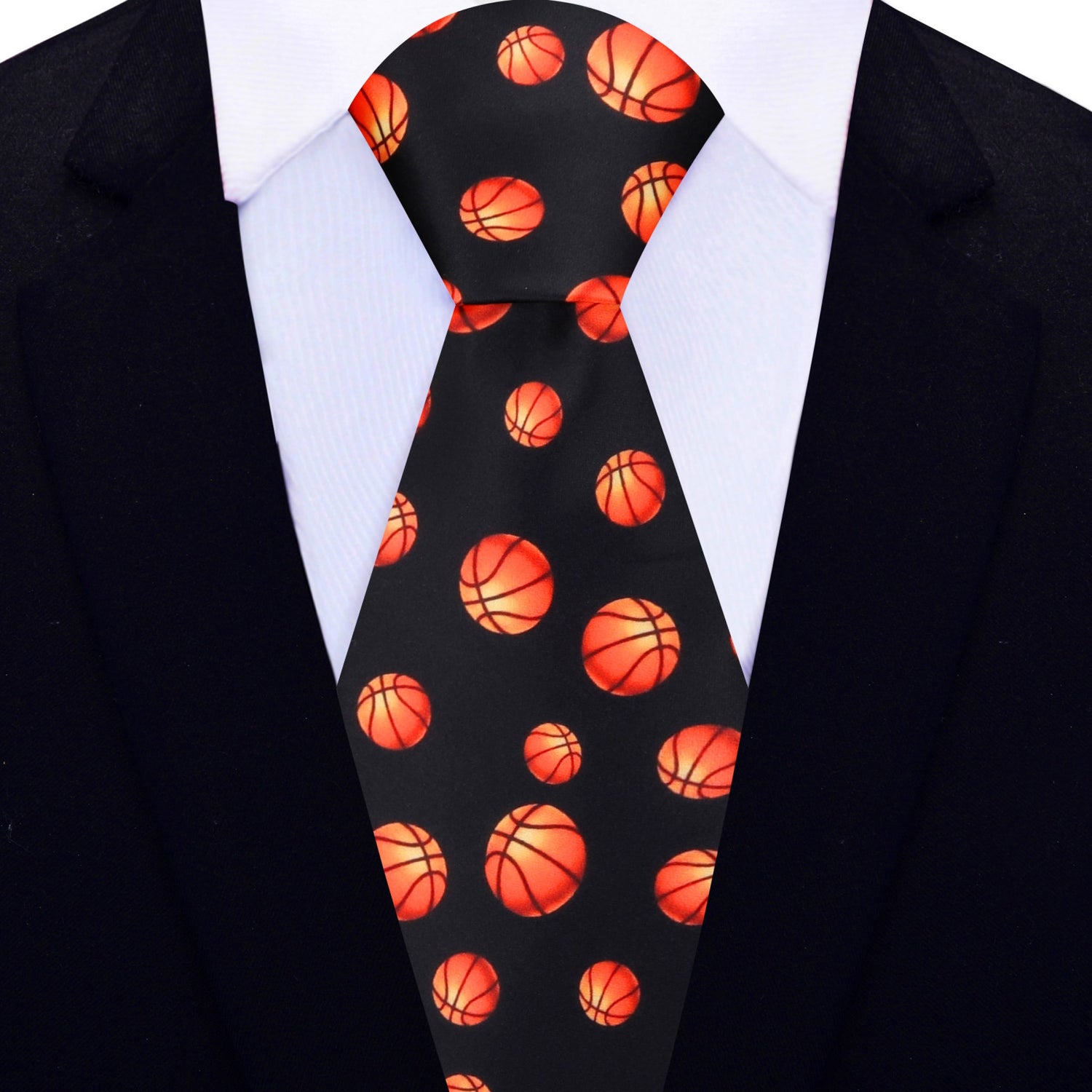 Black and Orange Basketball Necktie 2