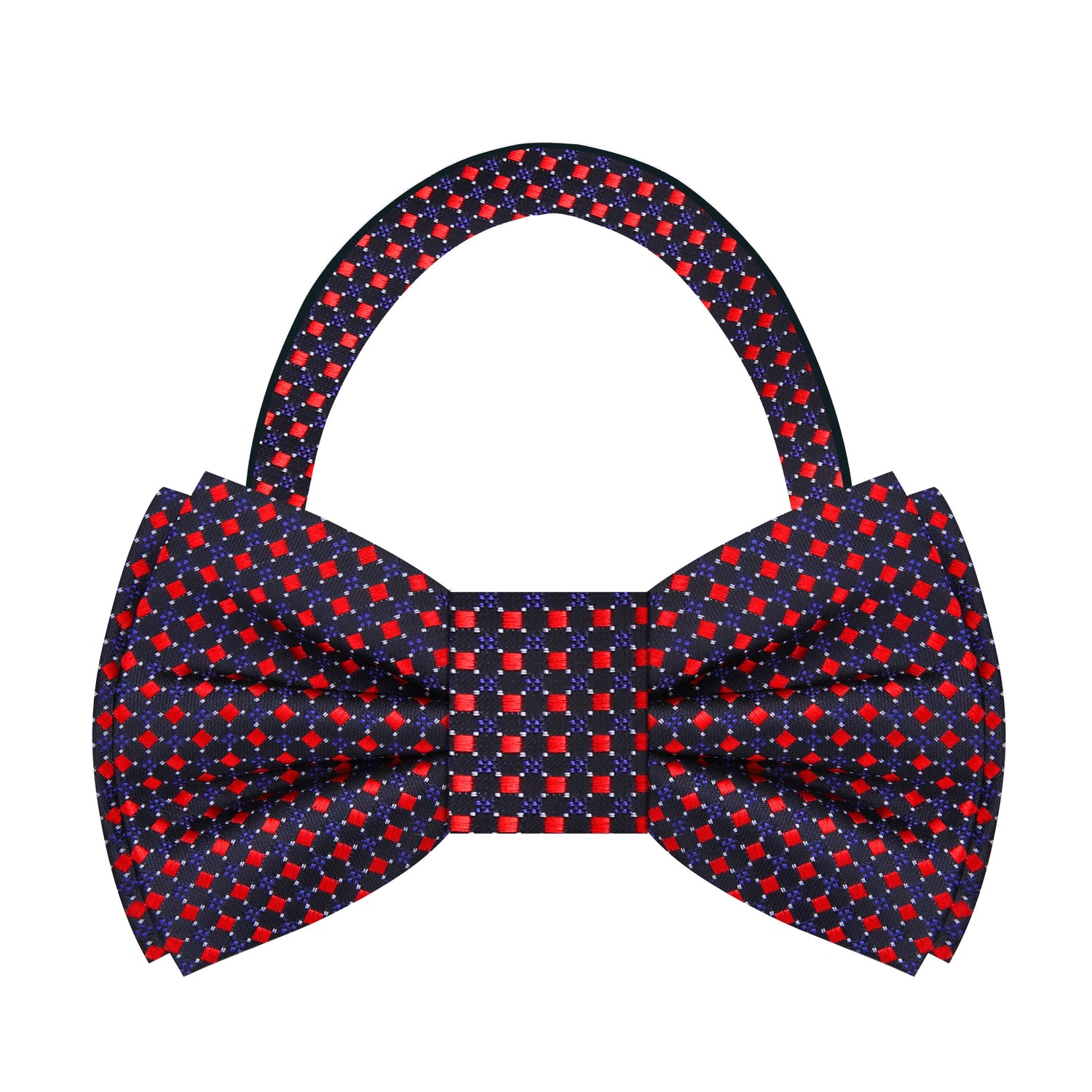 Pre Tied Black, Red, Purple Check Bow Tie