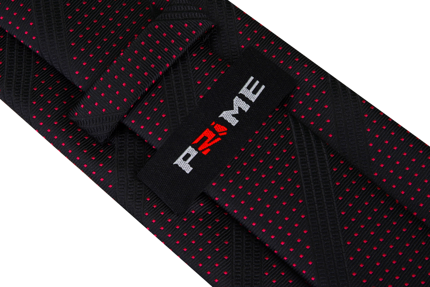 Black with Black Stripes Red Dots Necktie Keep