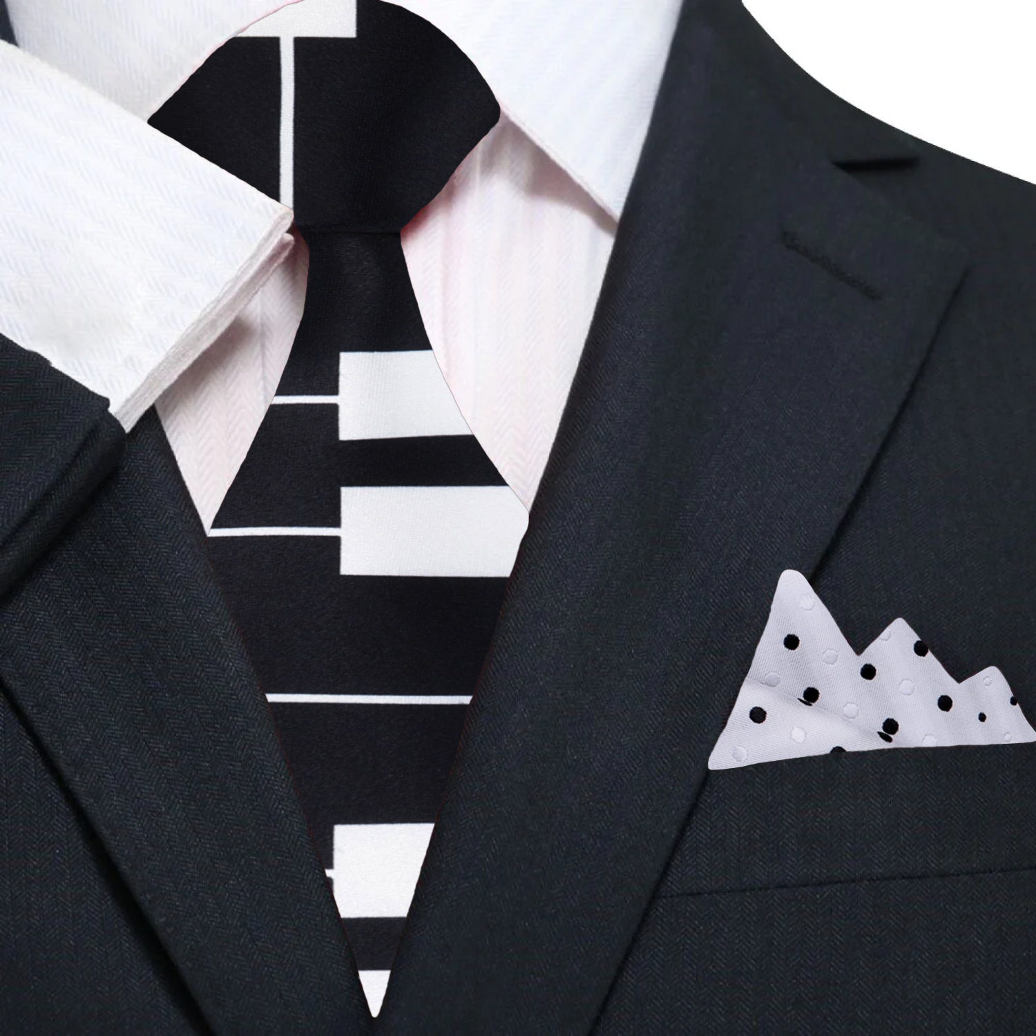 Black, White Piano Keys Necktie and Accenting Square