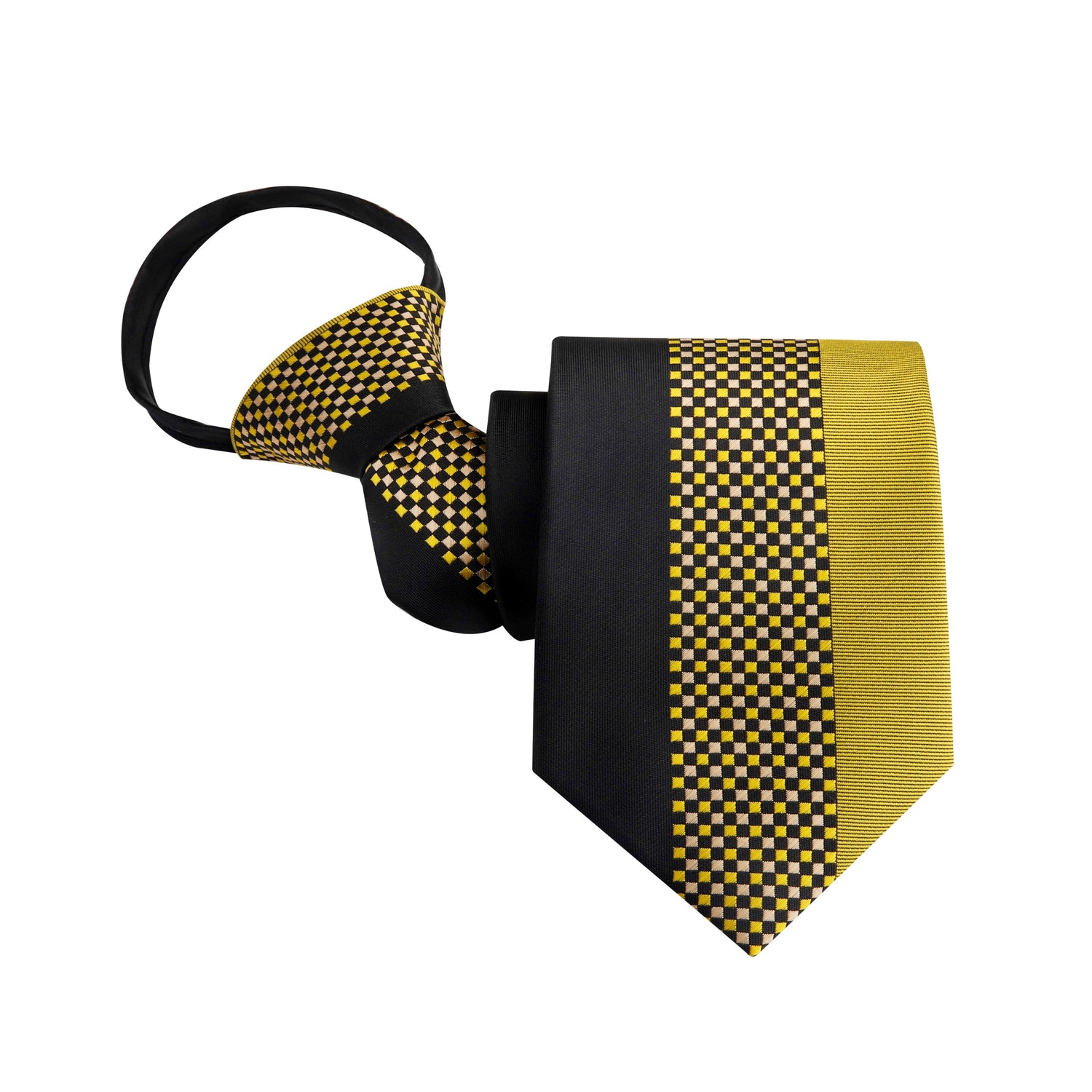 Gold and Black Small Check Necktie Zipper