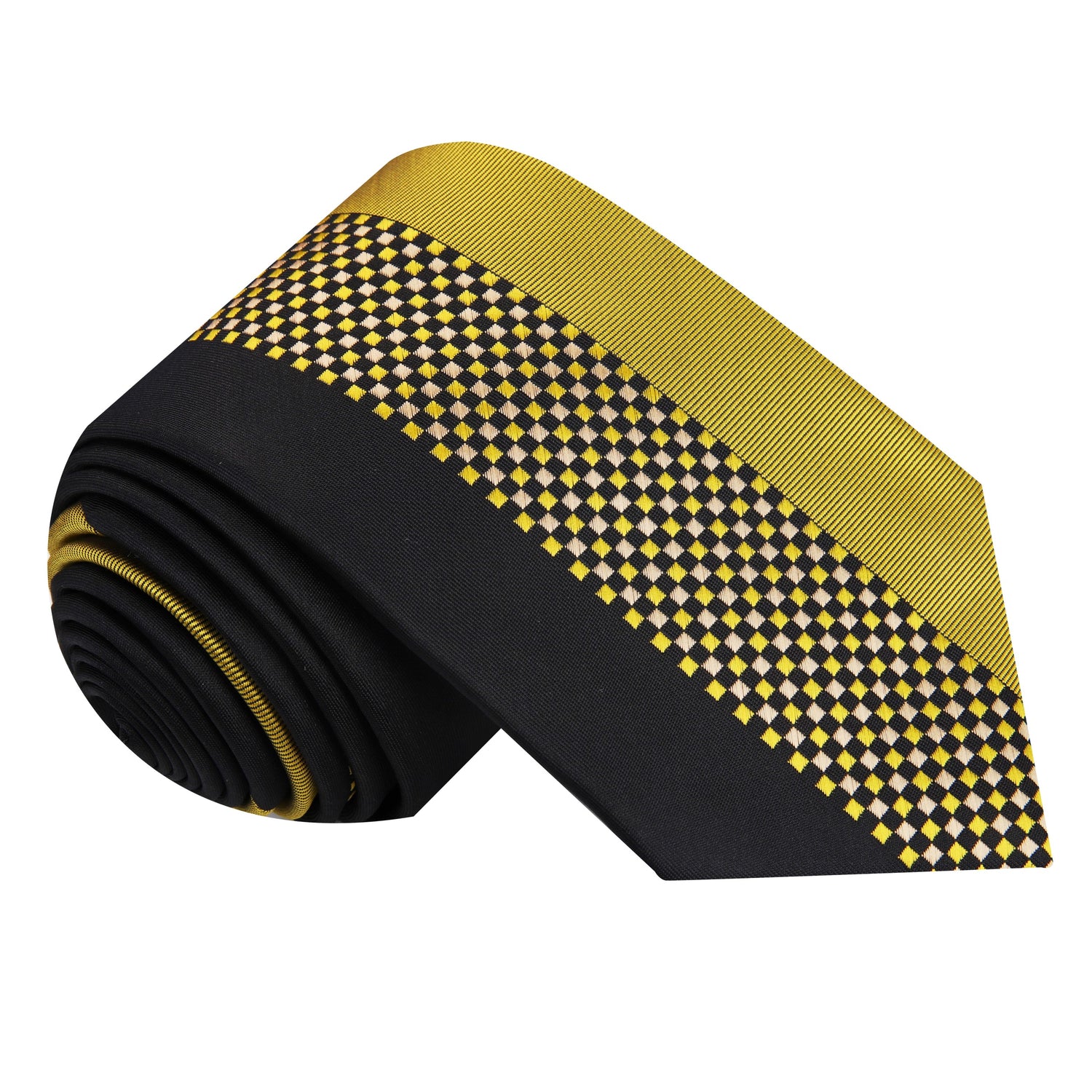 Gold and Black Small Check Necktie  