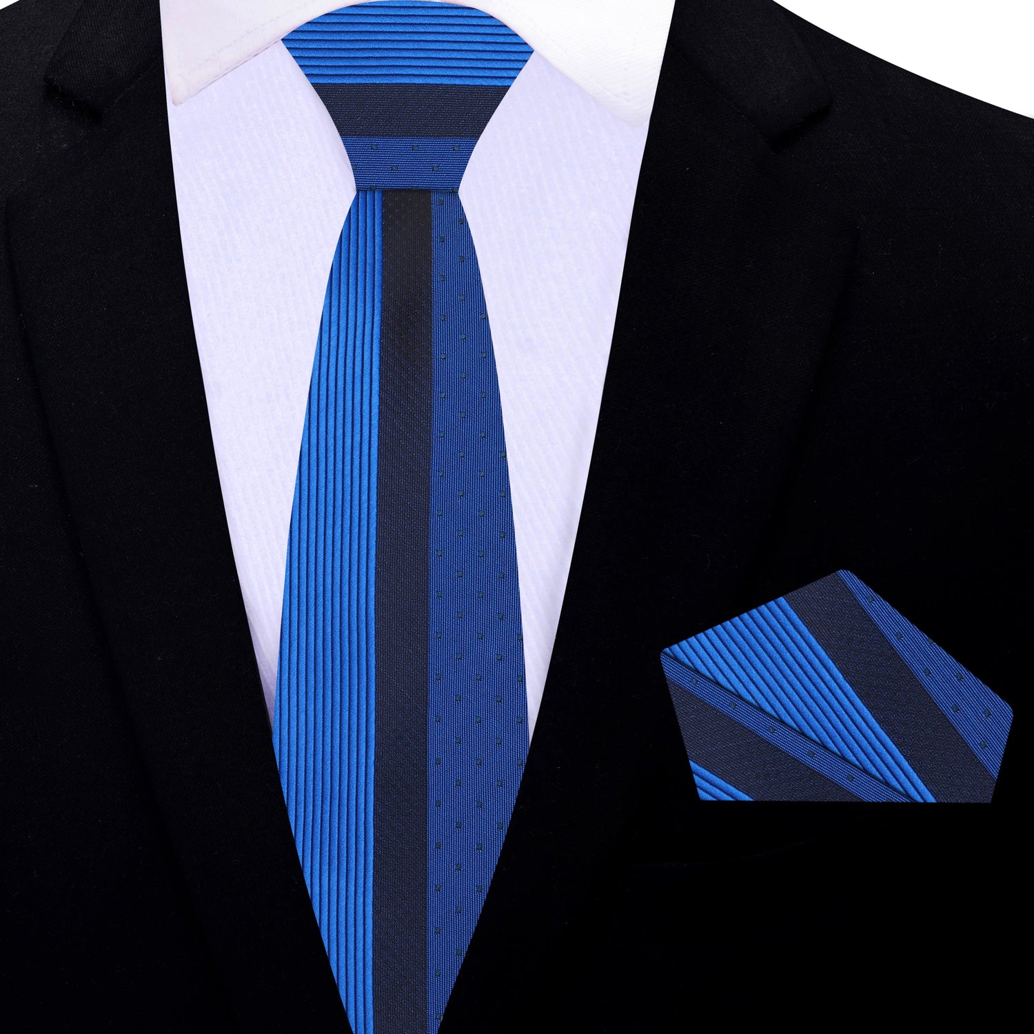 Thin Tie: Blue Lined Necktie & Square