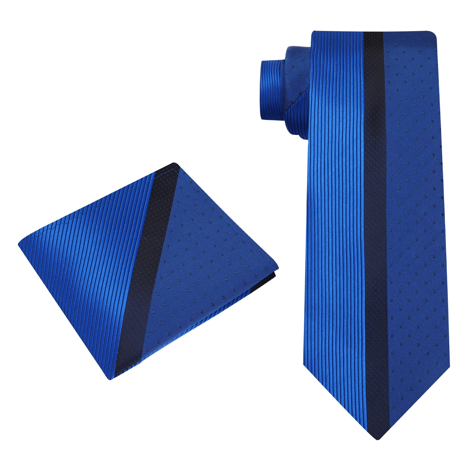 Alt View: Blue Lined Necktie & Square