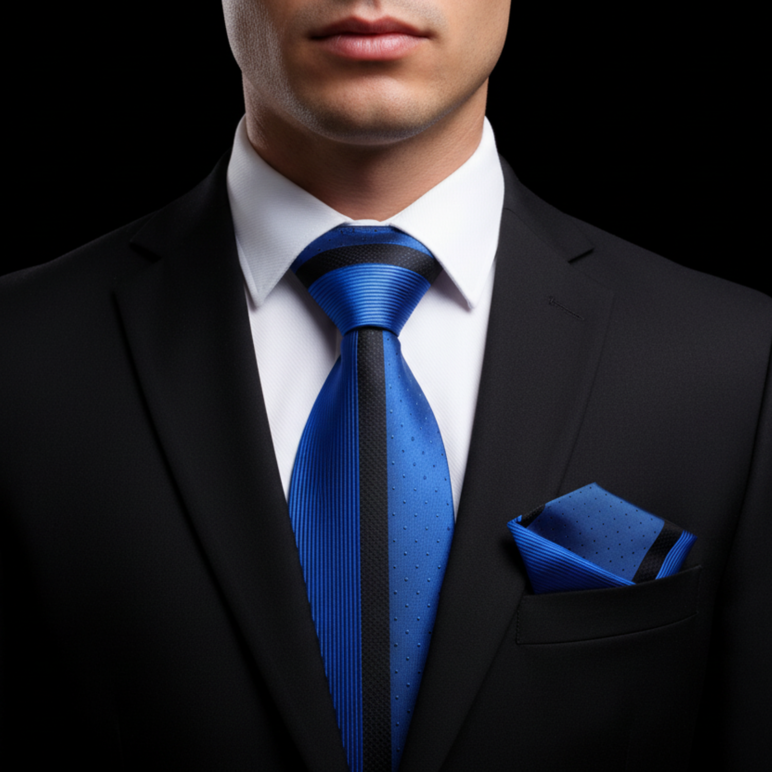 Blue Stripe Tie and Square on man