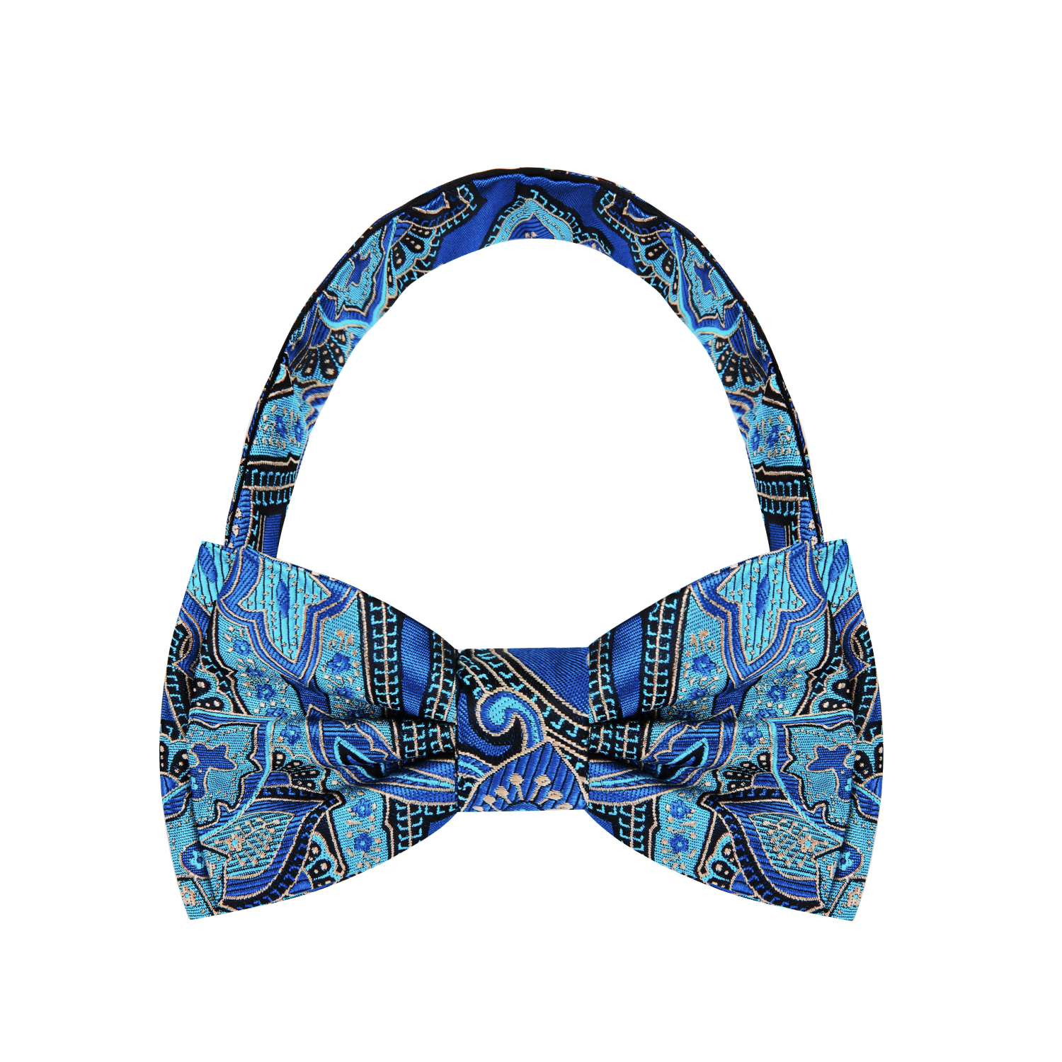 Blue Aqua Tropical Falls Paisley Bow Tie Pre Tied