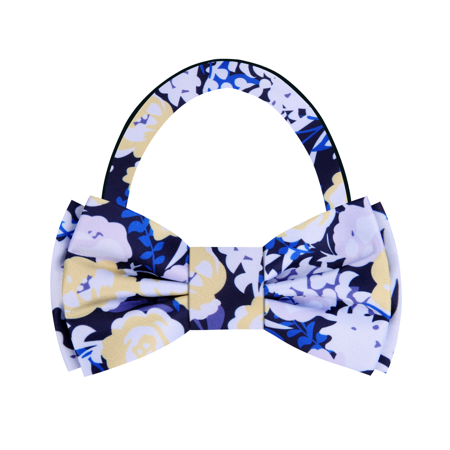 Blue, Black Floral Bow Tie Pre Tied