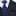 Main: Blue, black geometric tie and pocket square