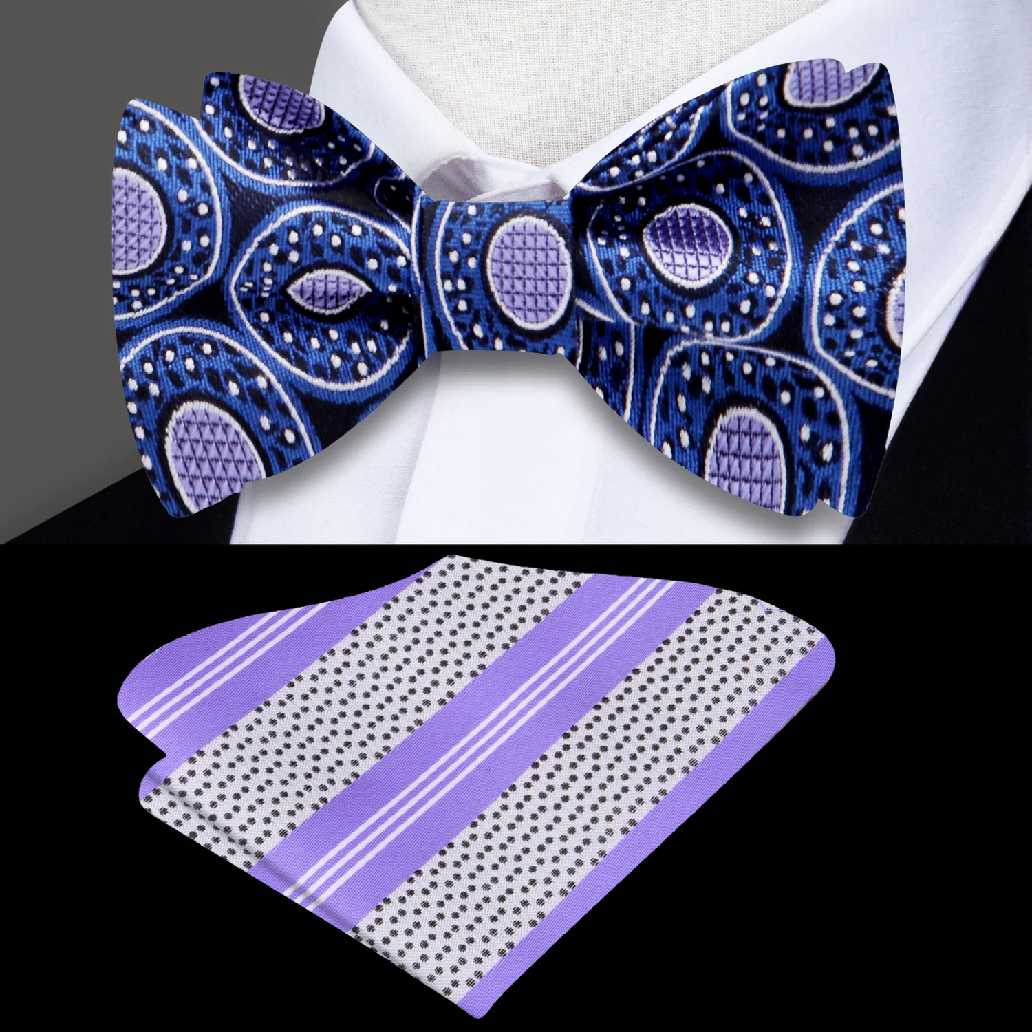 Blue Black Purple Donut Sprinkles Bow Tie and Accenting Square