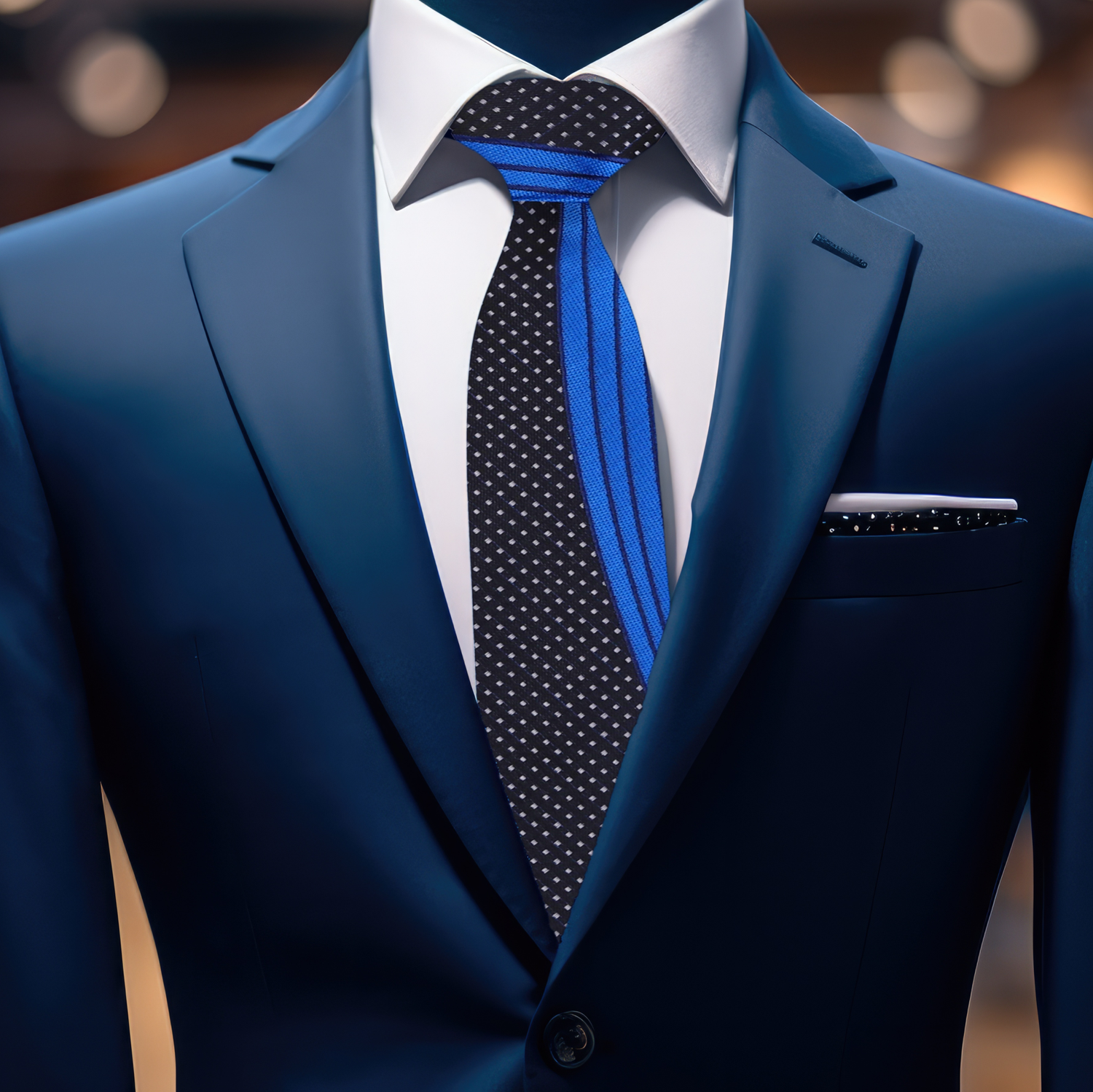 Alt View: Blue, Black United Tie and Square