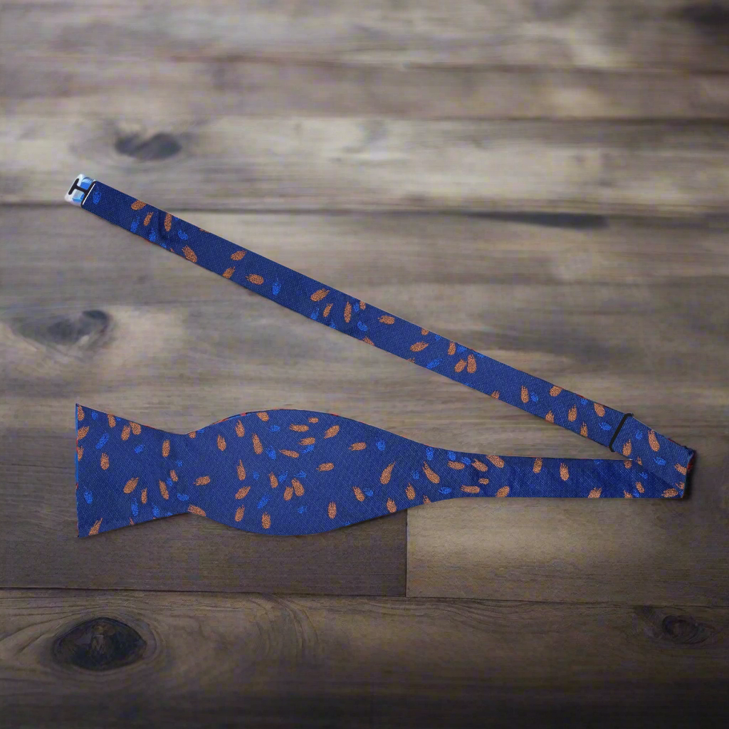 Blue Brown Self Tie Bow Tie