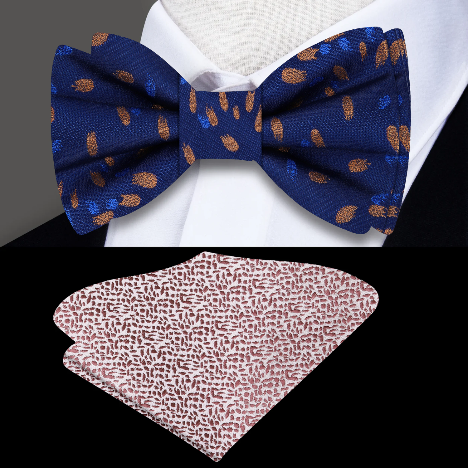 Blue Brown Comets Bow Tie and Accenting Square