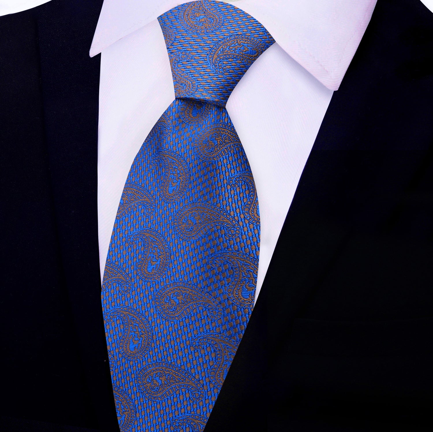 Blue, Brown Paisley Necktie