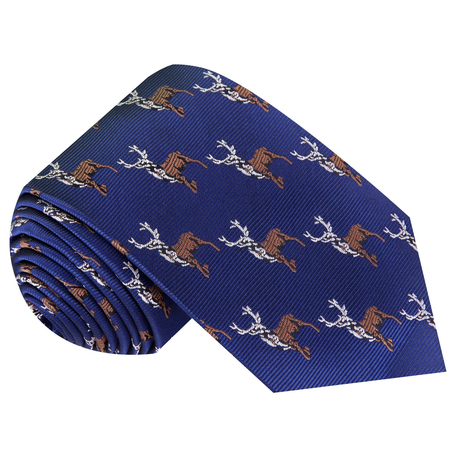 Blue, Brown Antlered Deer Tie  