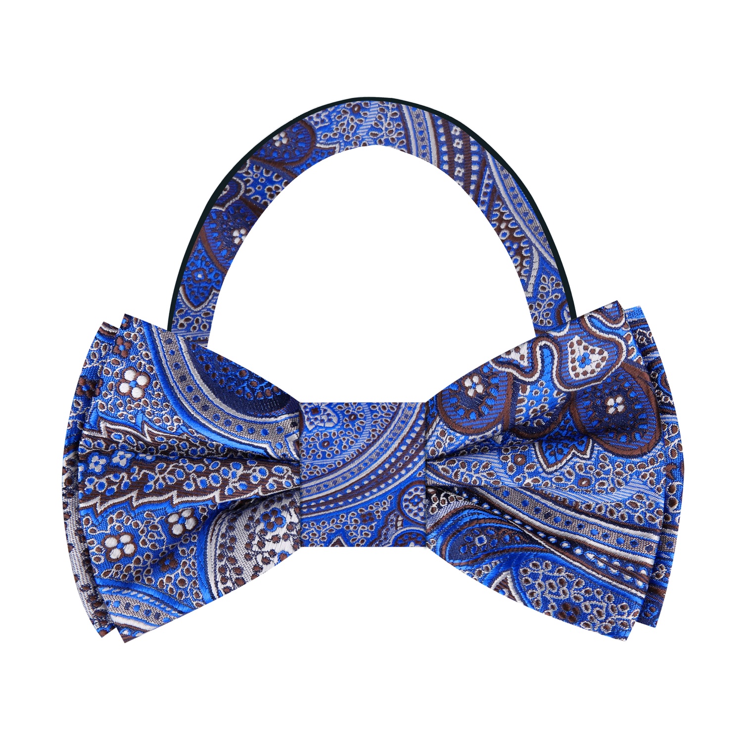 Blue, Brown, White Paisley Pre Tied Bow Tie