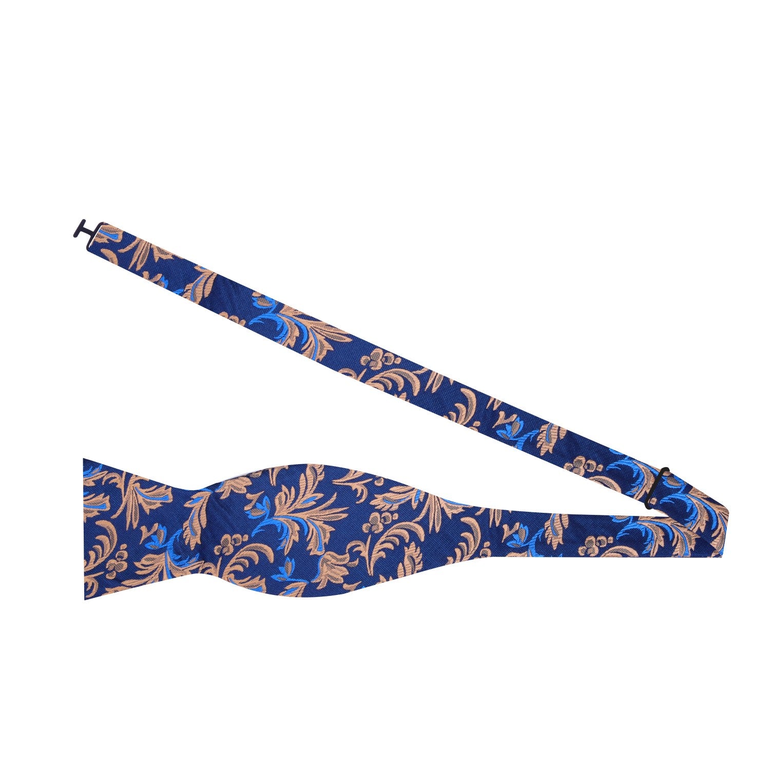 Shades of Blue and Brown Vines and Flowers Bow Tie Self Tie