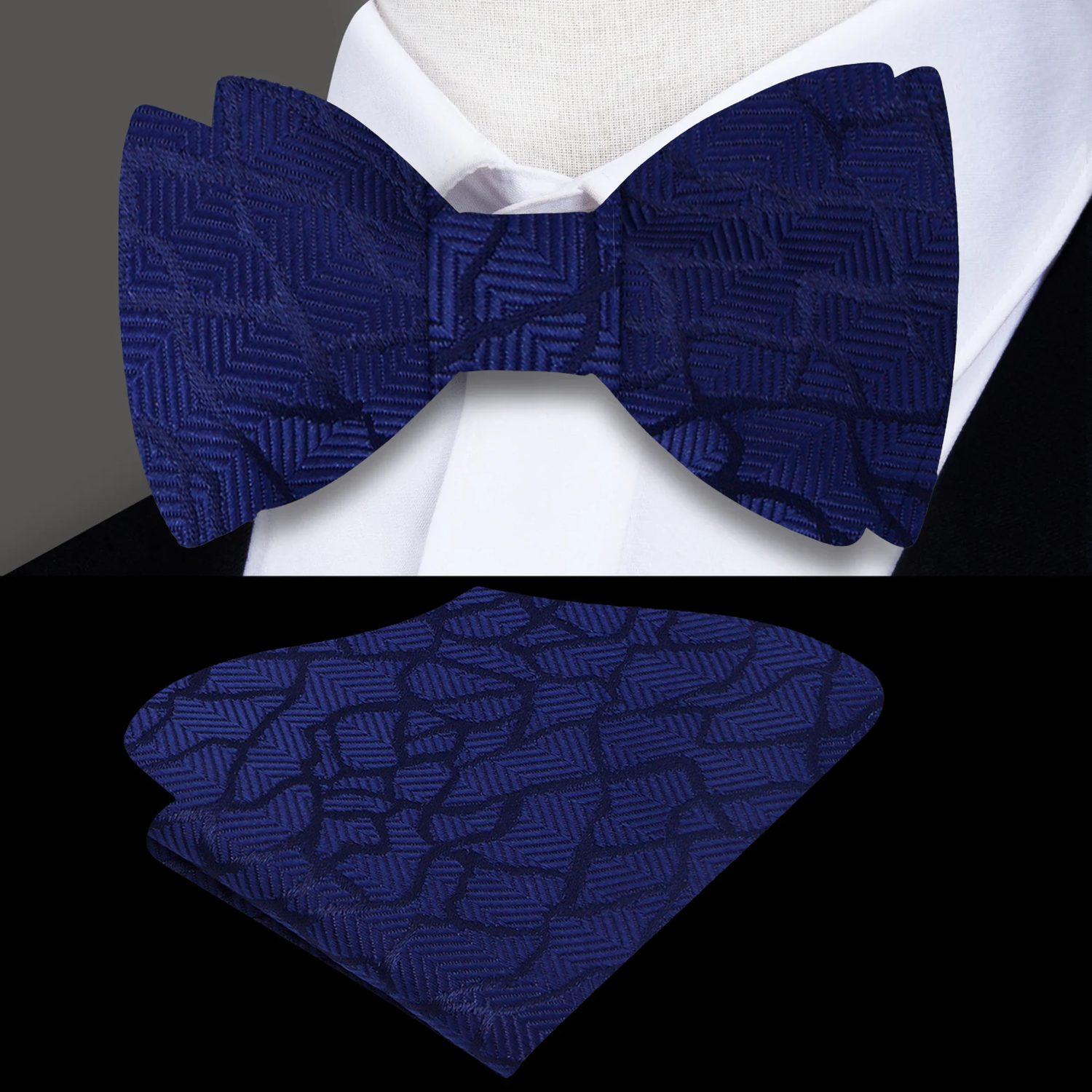 Blue Cement Bow Tie and Square