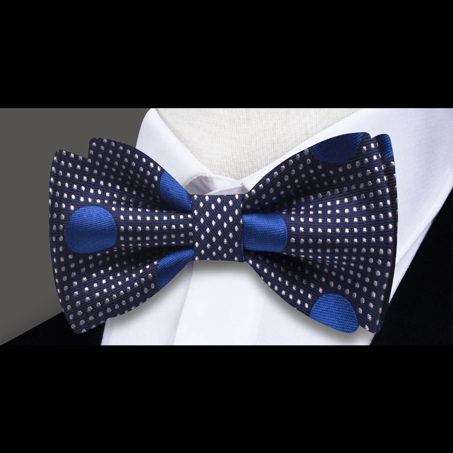 Deep Blue, Blue Polka Bow Tie 