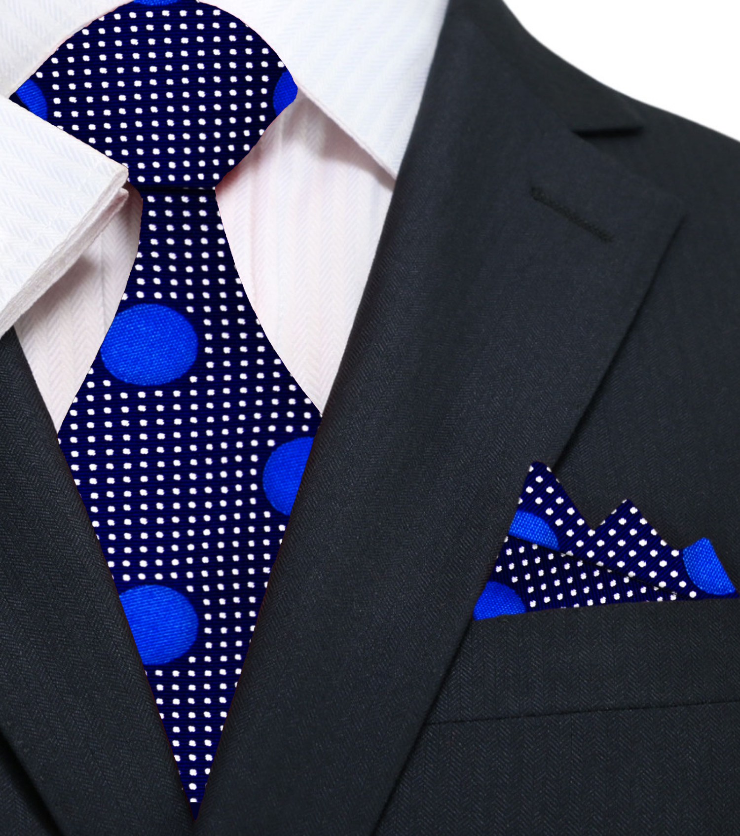 blue blue polka tie and square