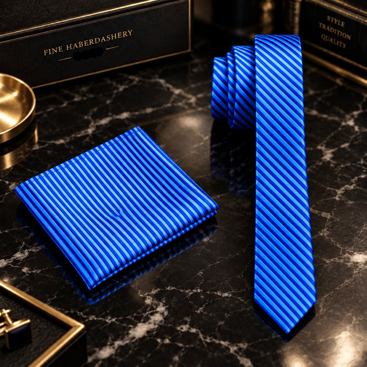 Royal Blue & Aqua Fine Stripe Necktie