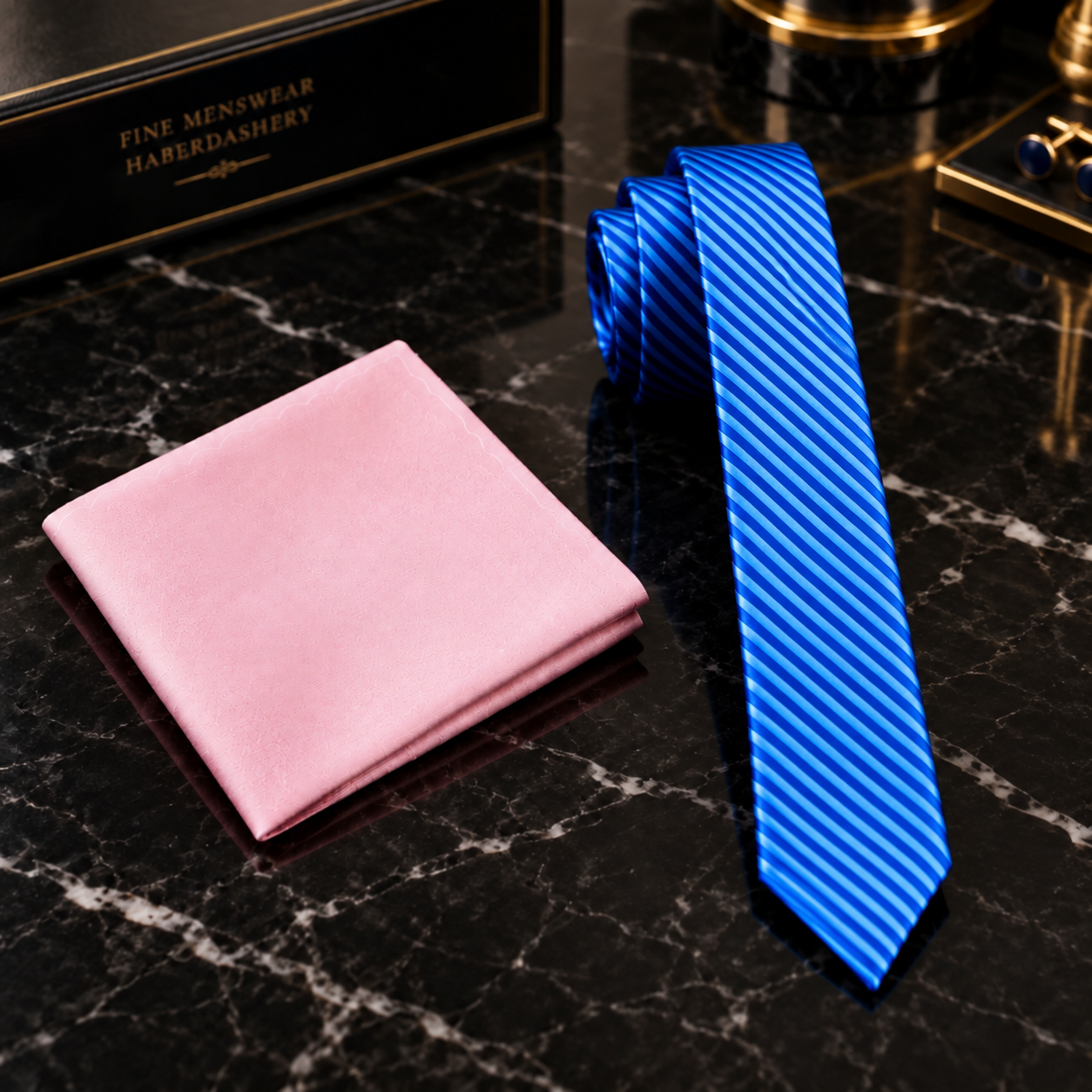 Royal Blue & Aqua Fine Stripe Necktie