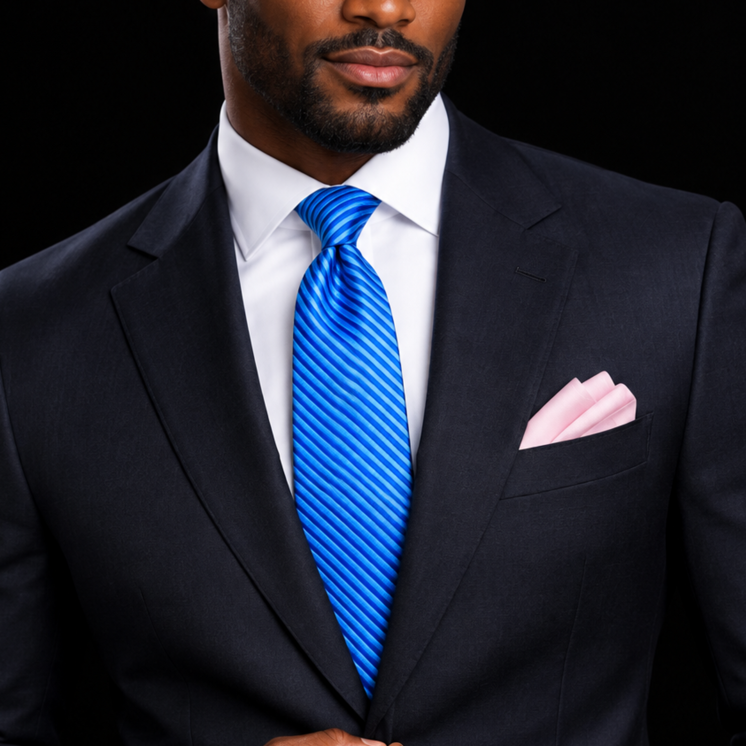 Royal Blue & Aqua Fine Stripe Necktie