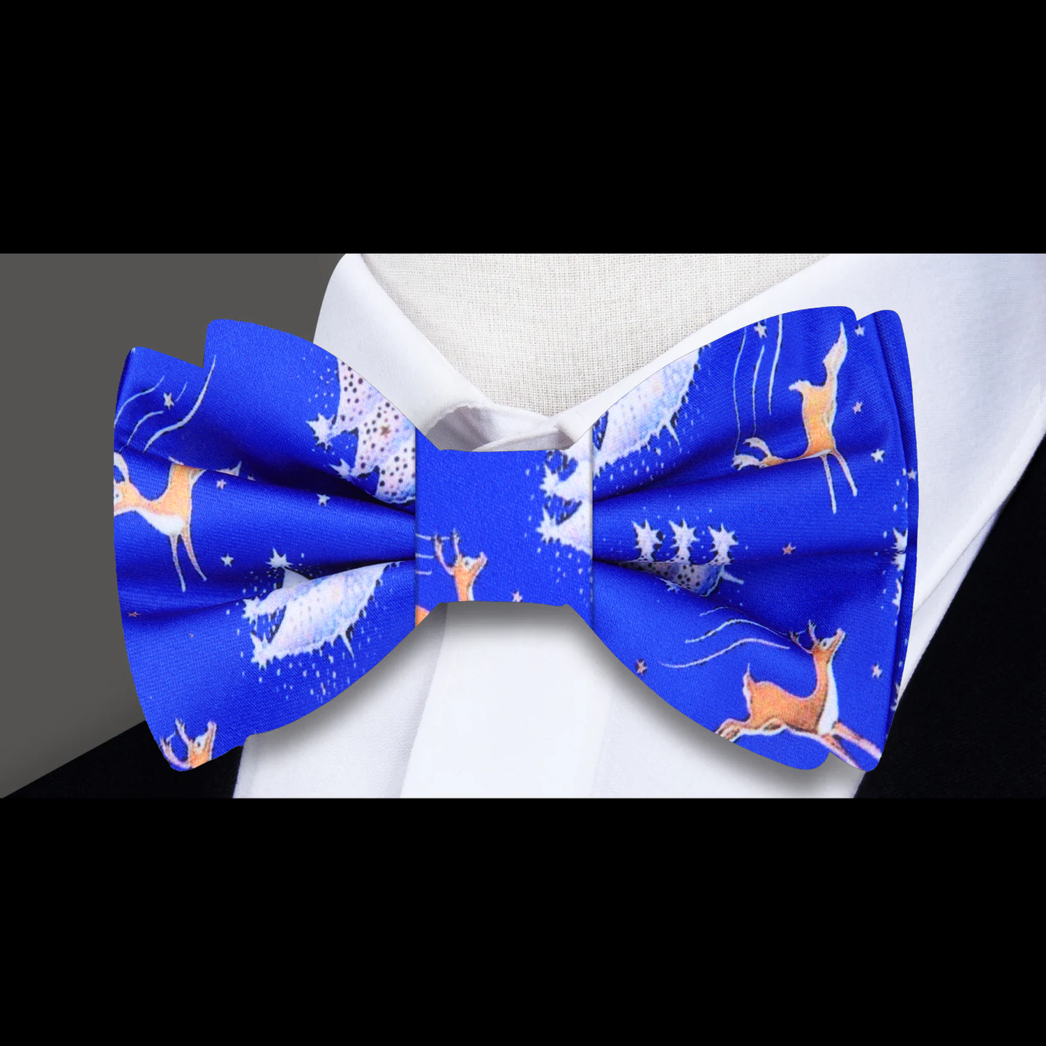 Blue Flying Reindeer Bow Tie