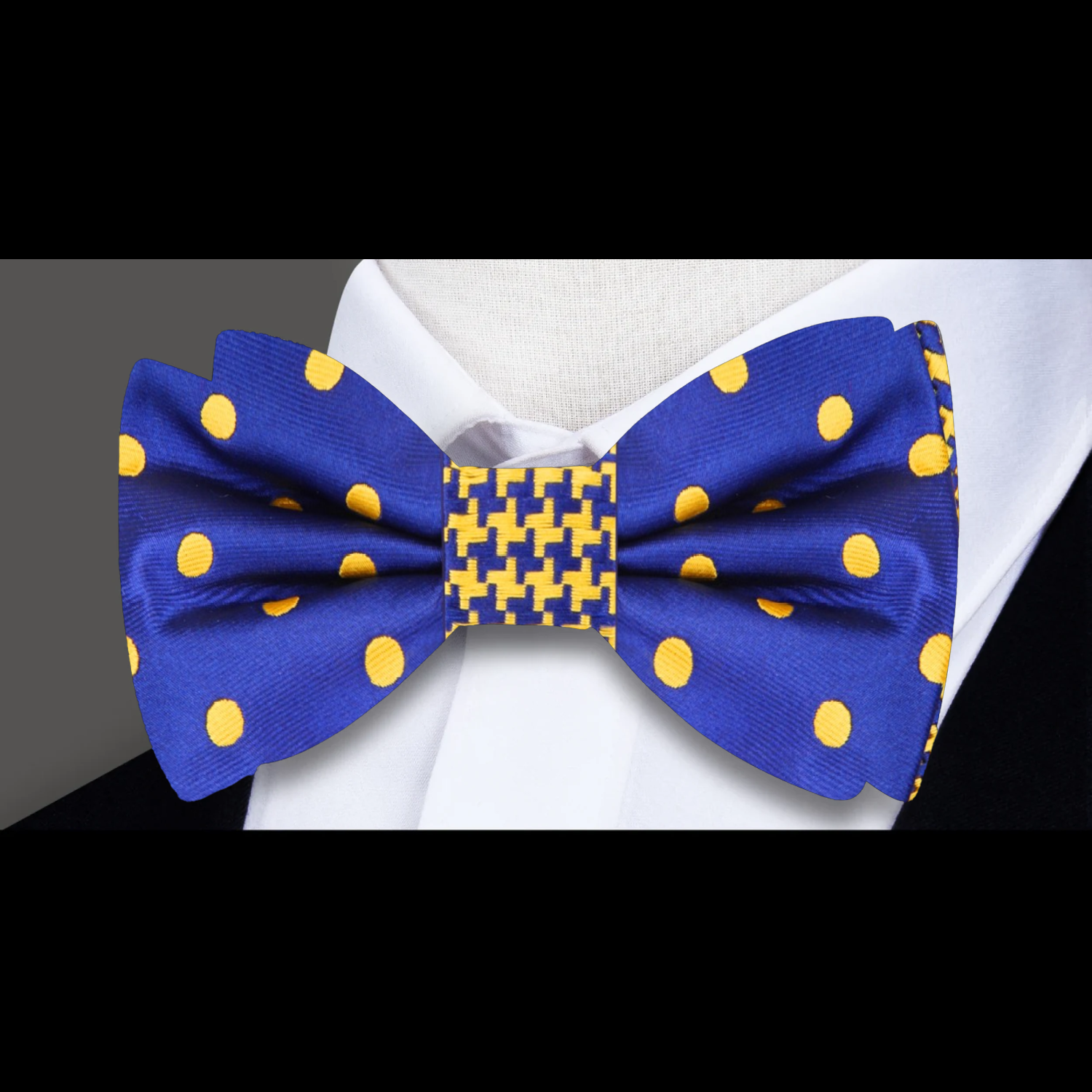 Blue Gold Dots Bow Tie