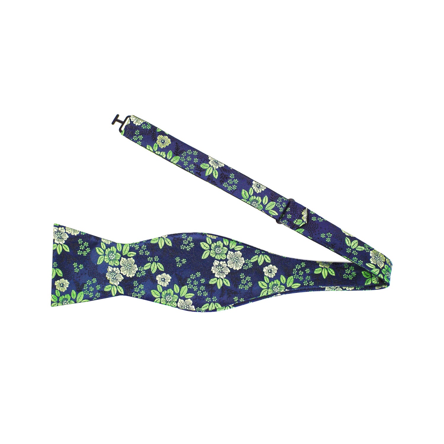 Dark Blue Green Original Floral Bow Tie Self Tie
