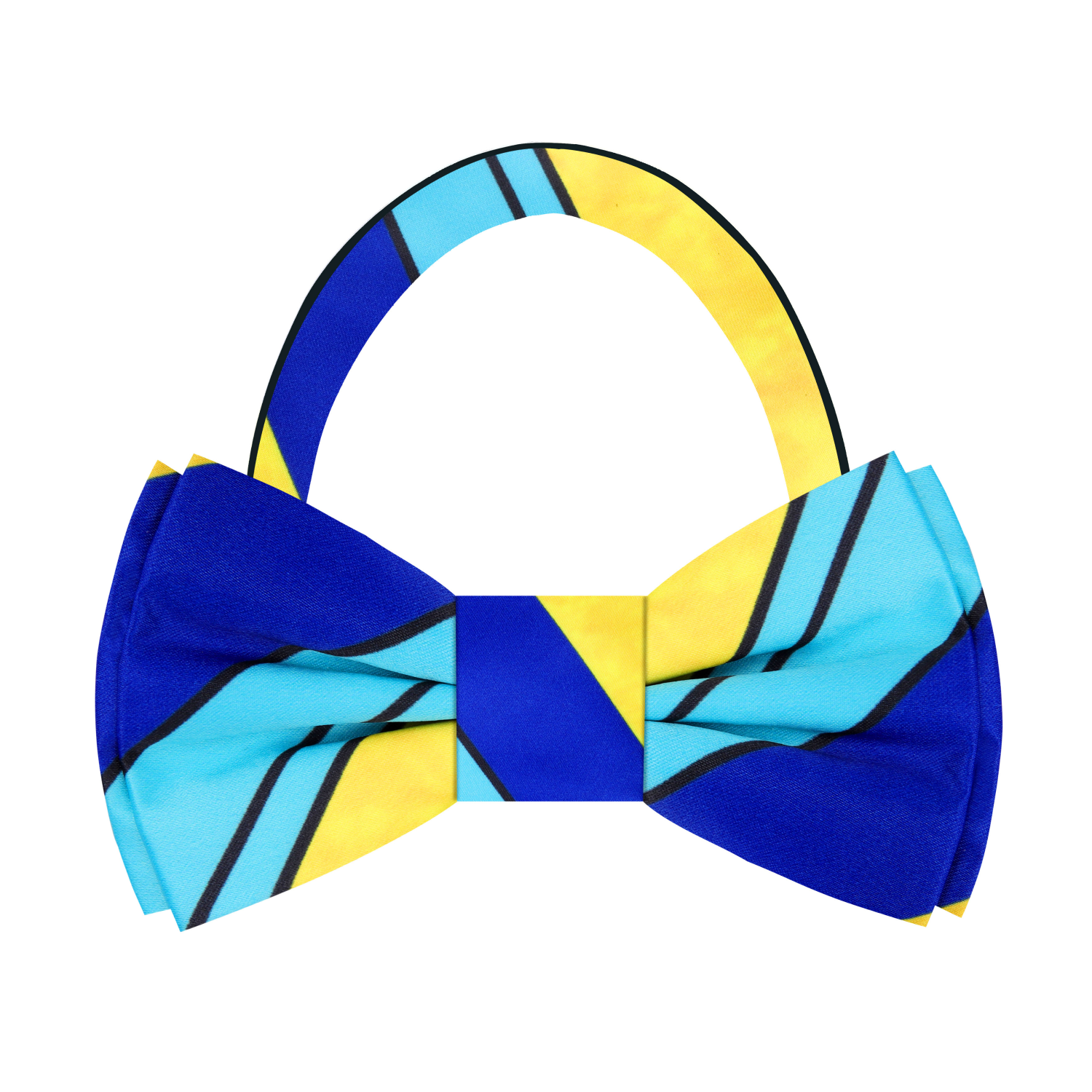 Blue, Yellow Lines Bow Tie Pre Tied
