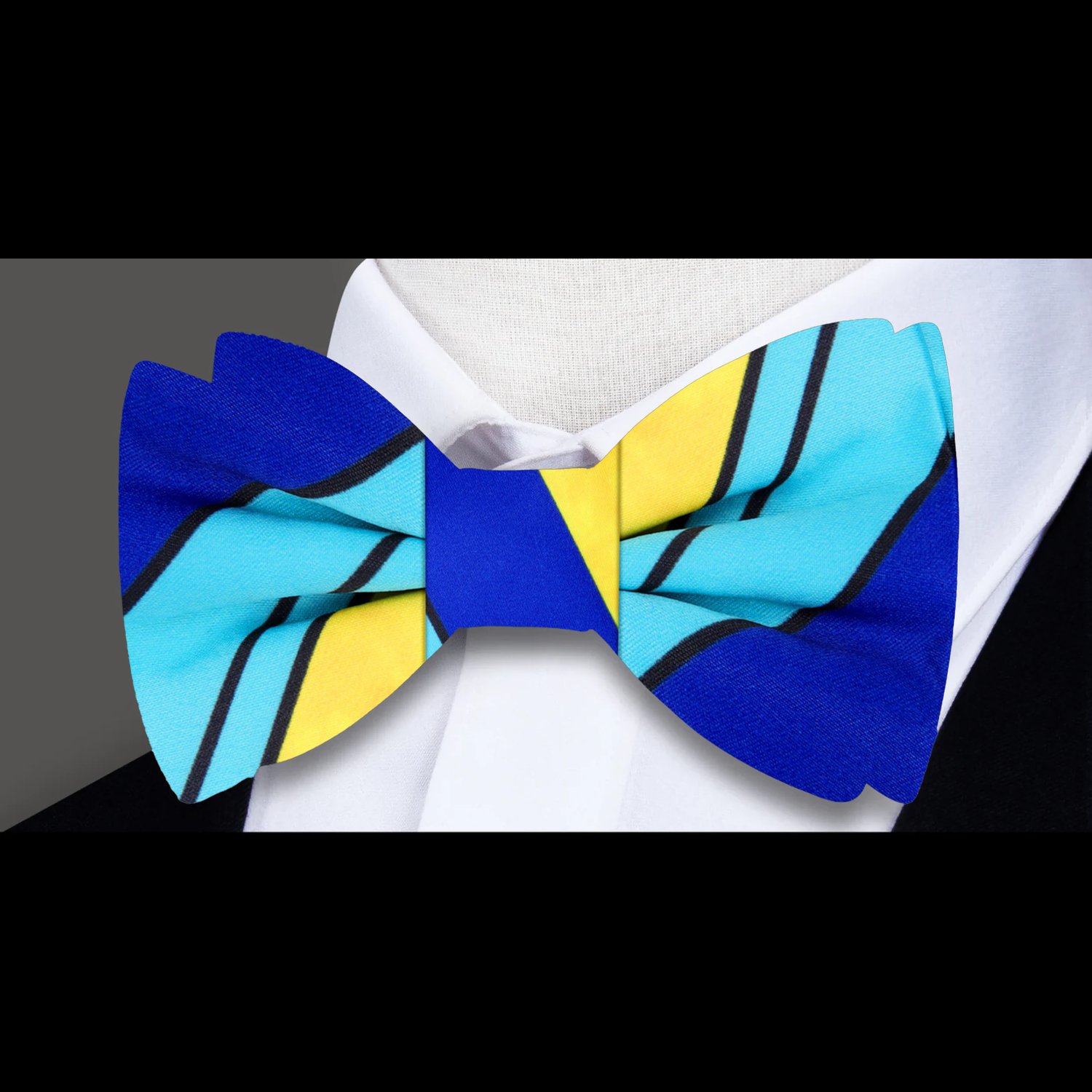 Blue, Yellow Lines Bow Tie
