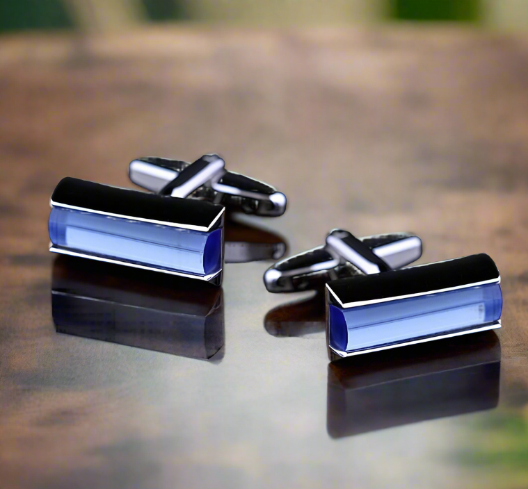 Chrome Blue Cufflinks