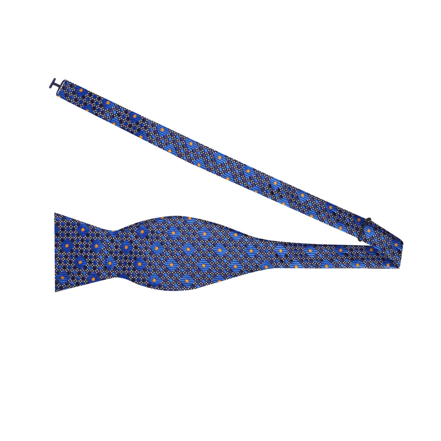 Shades of Blue Geometric Blocks Bow Tie Self Tie