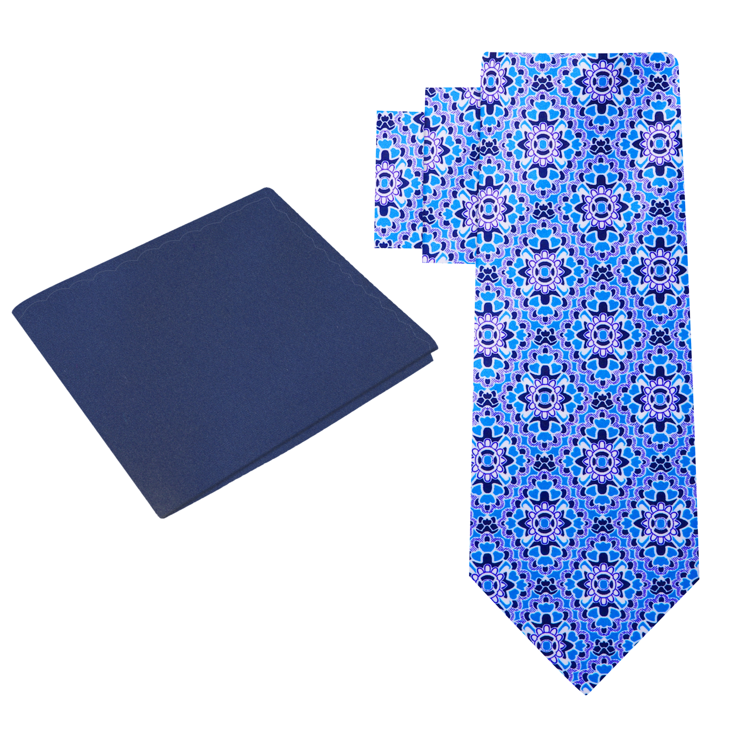 Alt View: Blue Mosaic Necktie and Blue Square